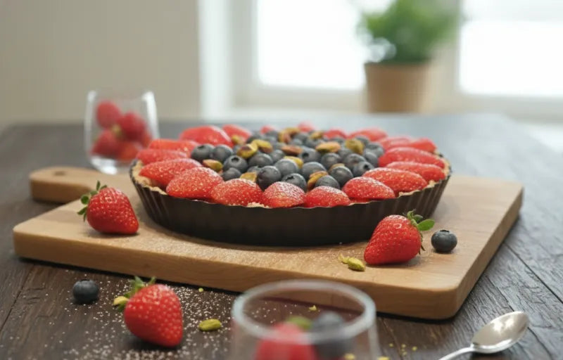 Tarte crue aux fraises et aux myrtilles